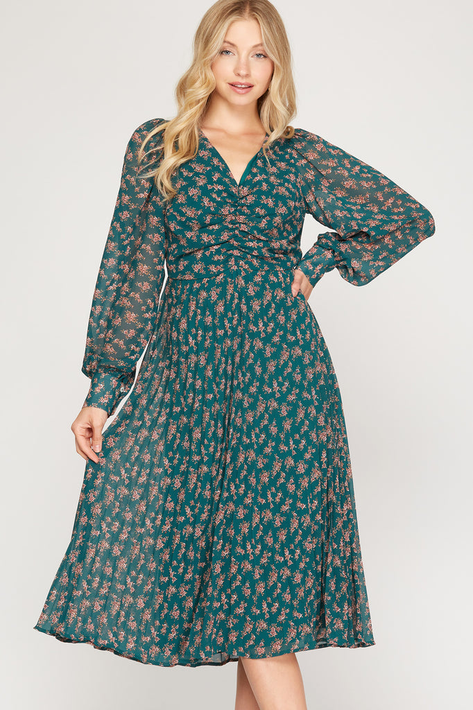 Teal Floral Midi Dress – The Clothes ...